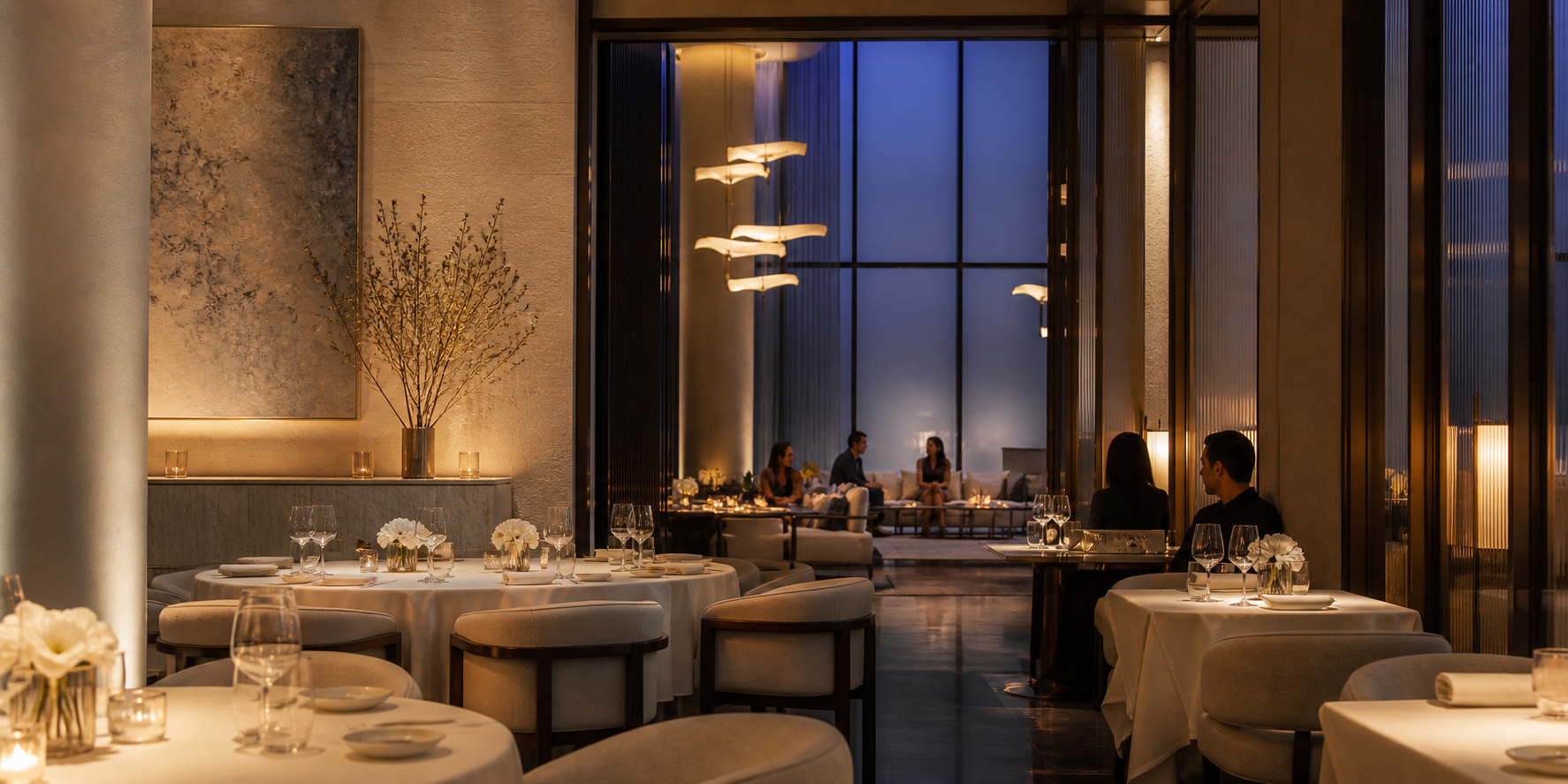 Warm signature dining room